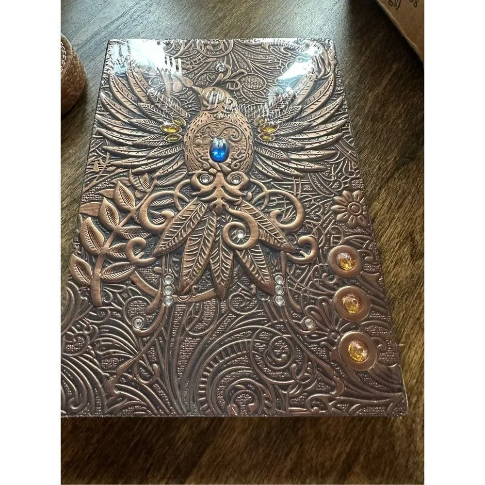 Necklace and journal / Vintage looking Phoenix bronze journal 100 pages